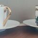 Vintage coffee cup duo "Express" - Salins pottery (Years