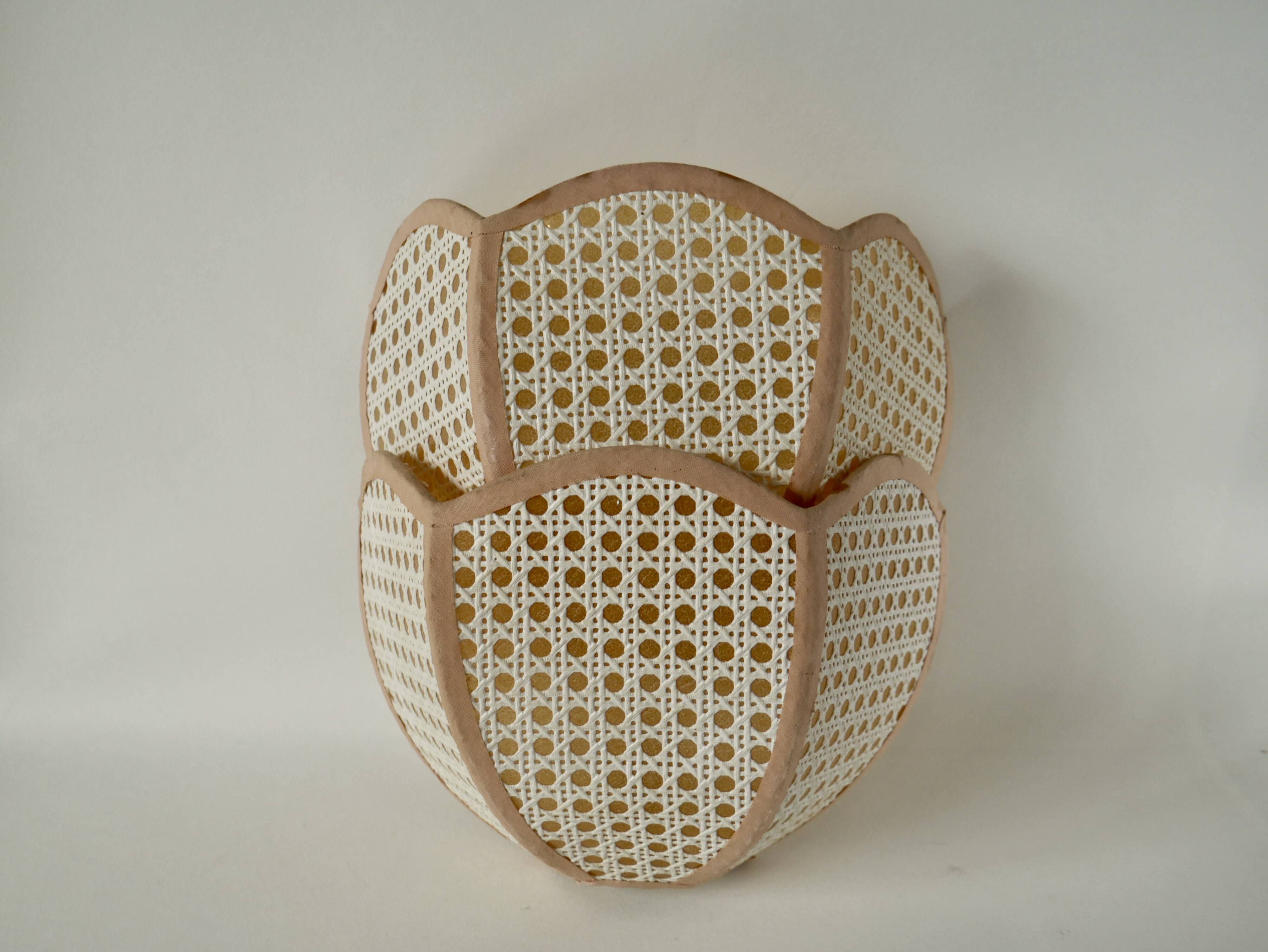 Pair of lotus cane wall lights from the 50s and 60s