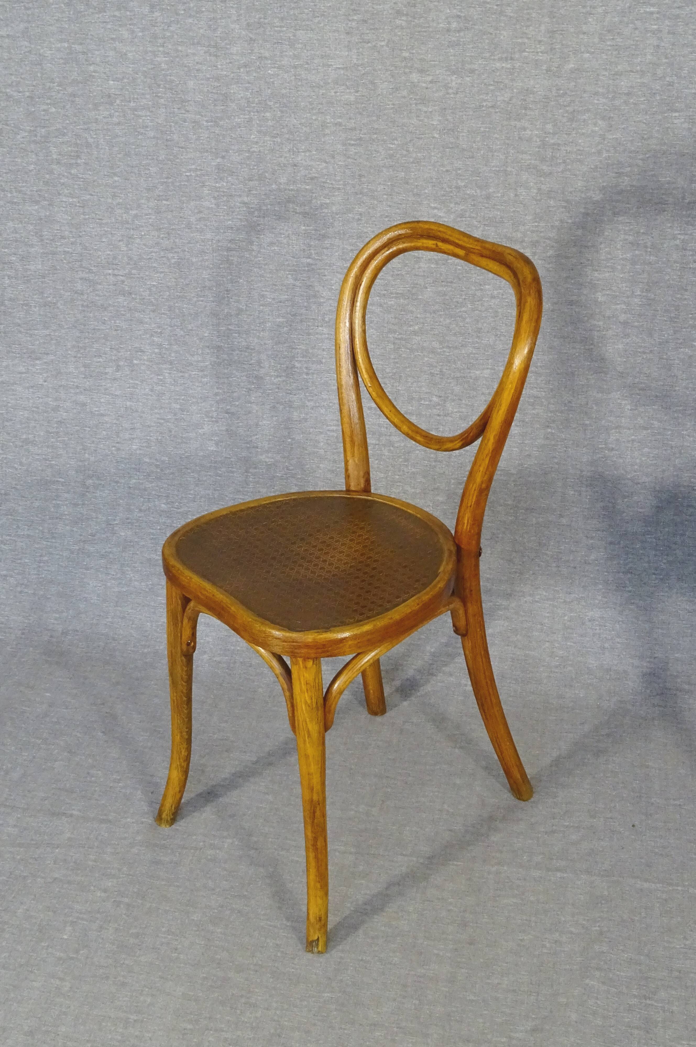 Set of 4 bistro chairs 1910/1930 curved wood, thonet, fischel etc