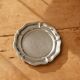 Small round vintage shiny metal dish - Scalloped