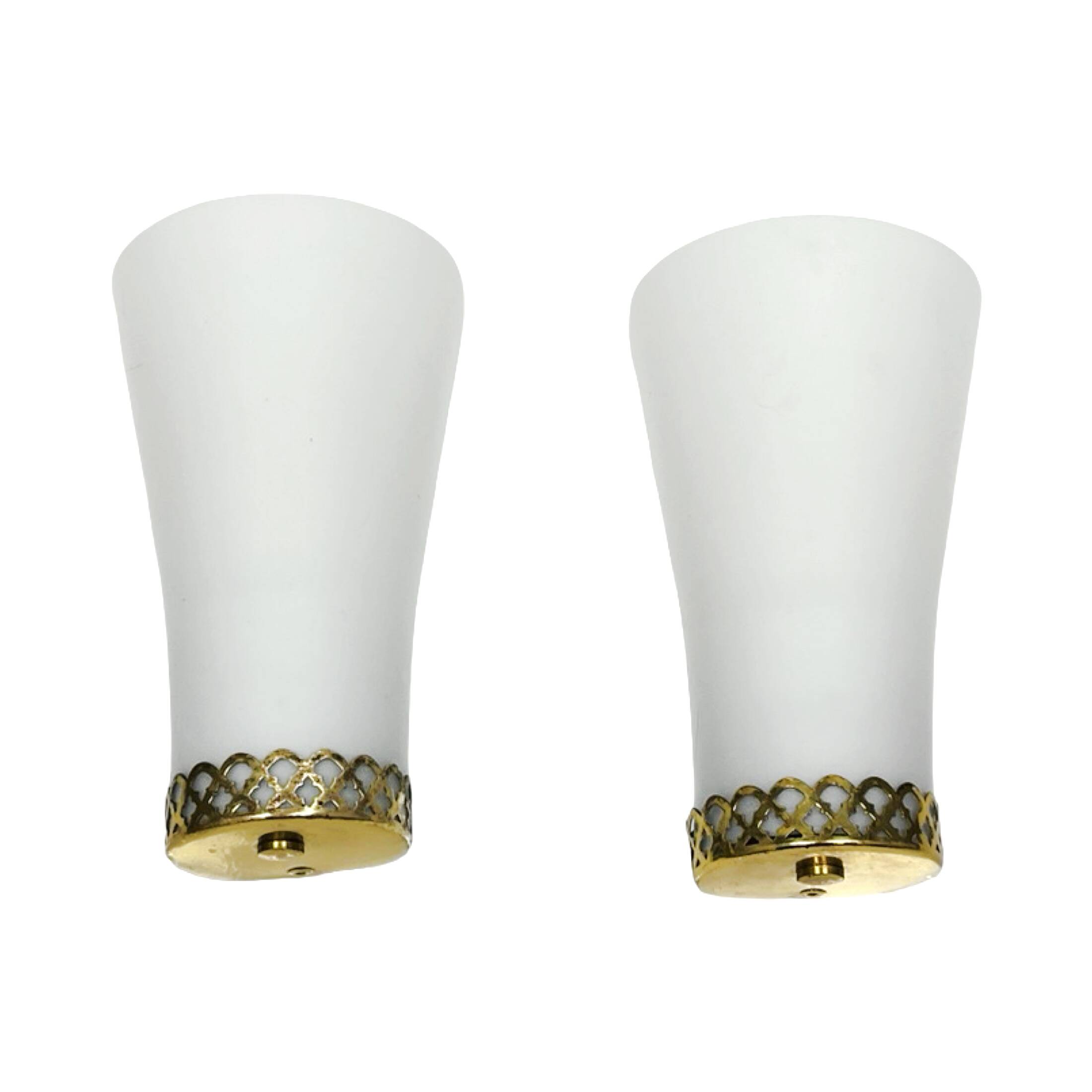 Pair of Doria Leuchten wall lamps, Hollywood Regency, Germany, 1970s.