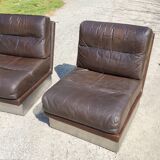 Pair of leather armchairs Roche Bobois from the 70s