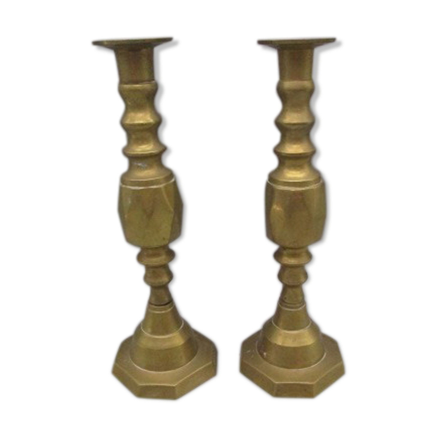 Pair of brass candle holders
