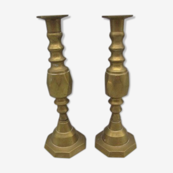 Pair of brass candle holders