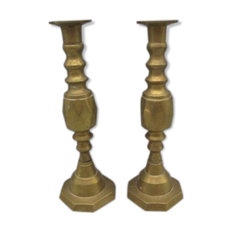 Pair of brass candle holders