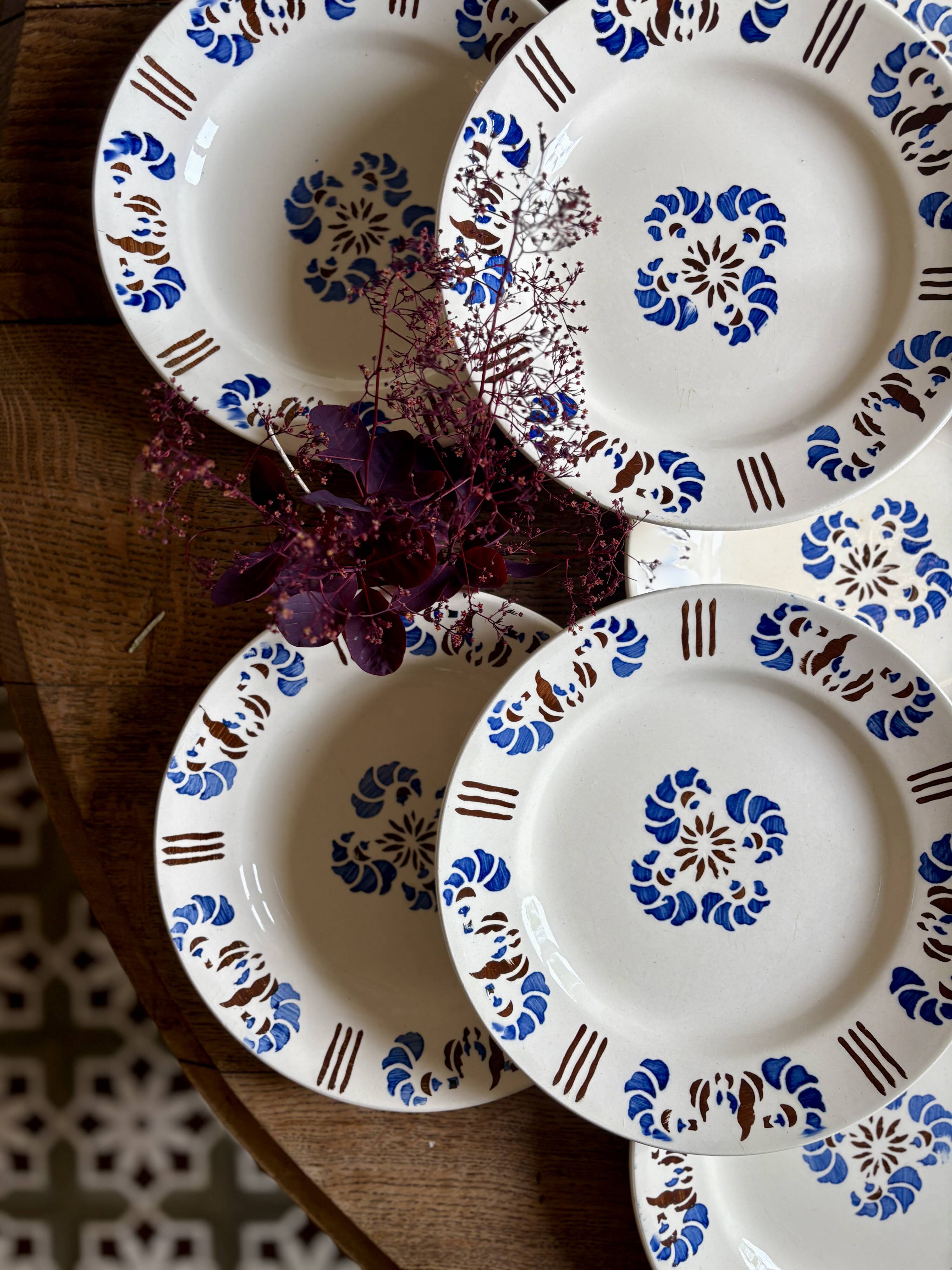 set of 10 antique flat plates model Laval
