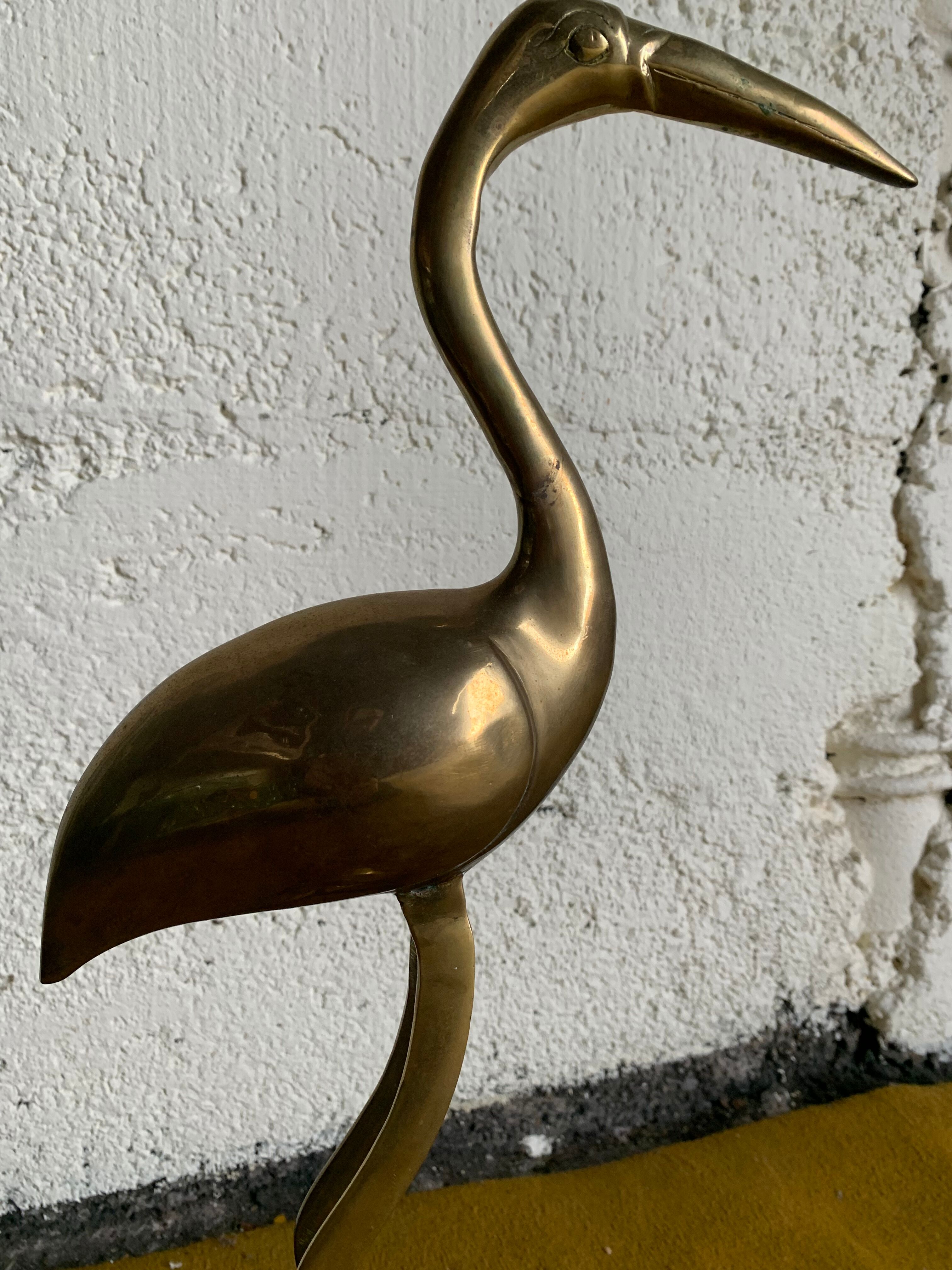 Pink flamingo in brass
