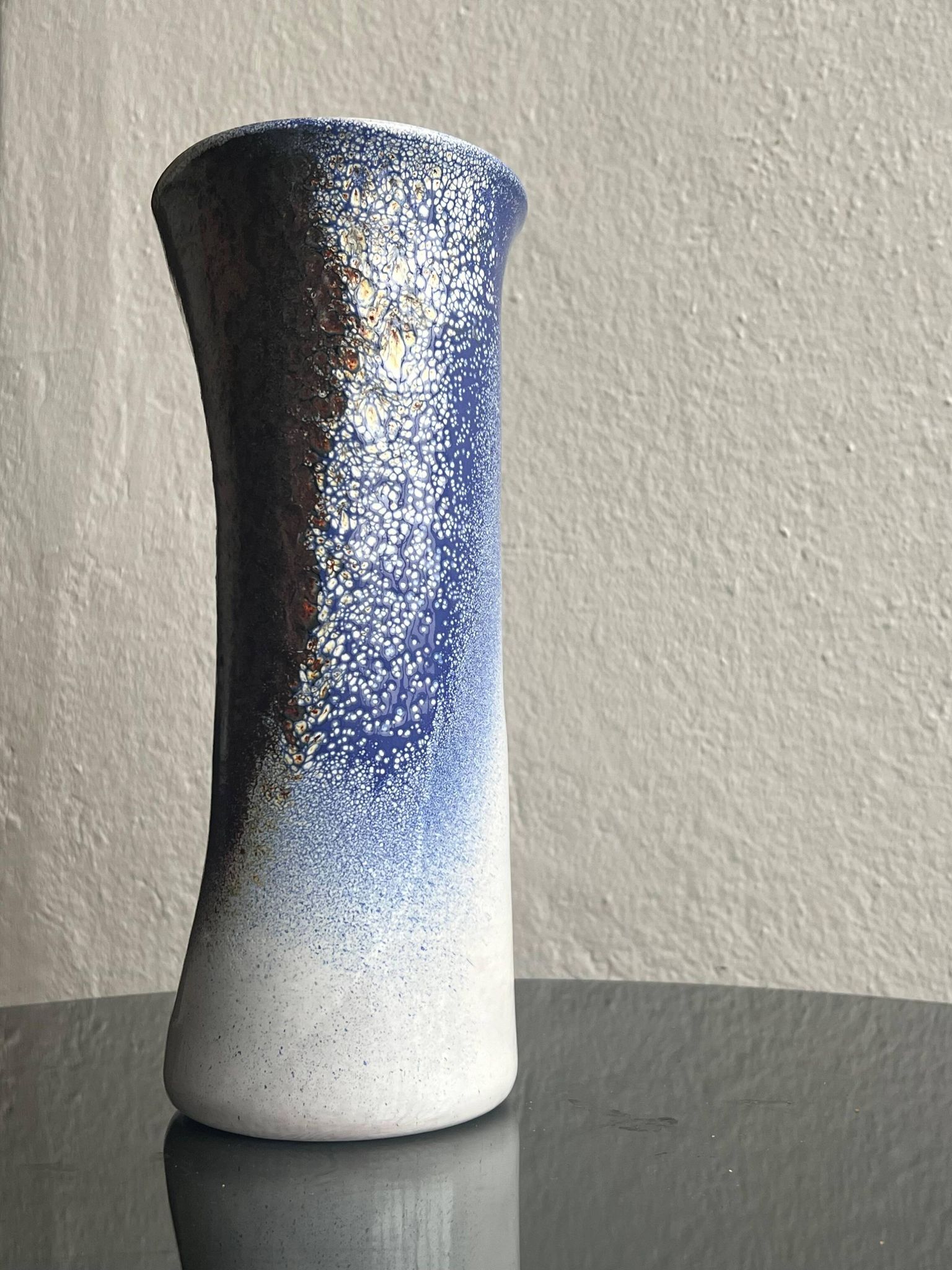 Vintage Mid-Century Modern Ceramic Vase, Hand-Painted,  Italian Pino Castagna