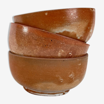 Set of 3 old bowls in enamelled terracotta