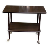 Double-tray rosewood serving trolley on casters 83cm