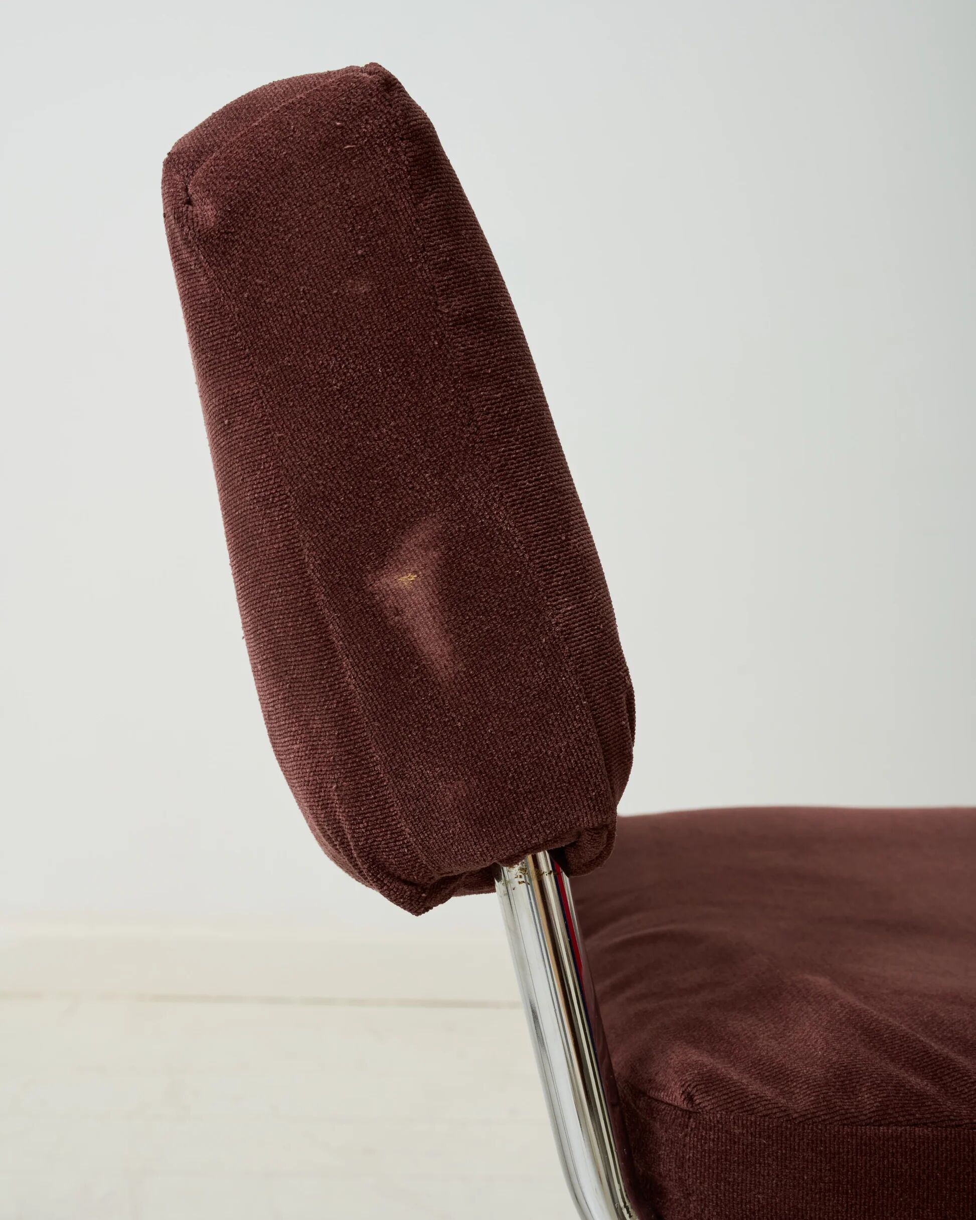 Pair of chrome and velvet chairs, Roche Bobois, 1970s