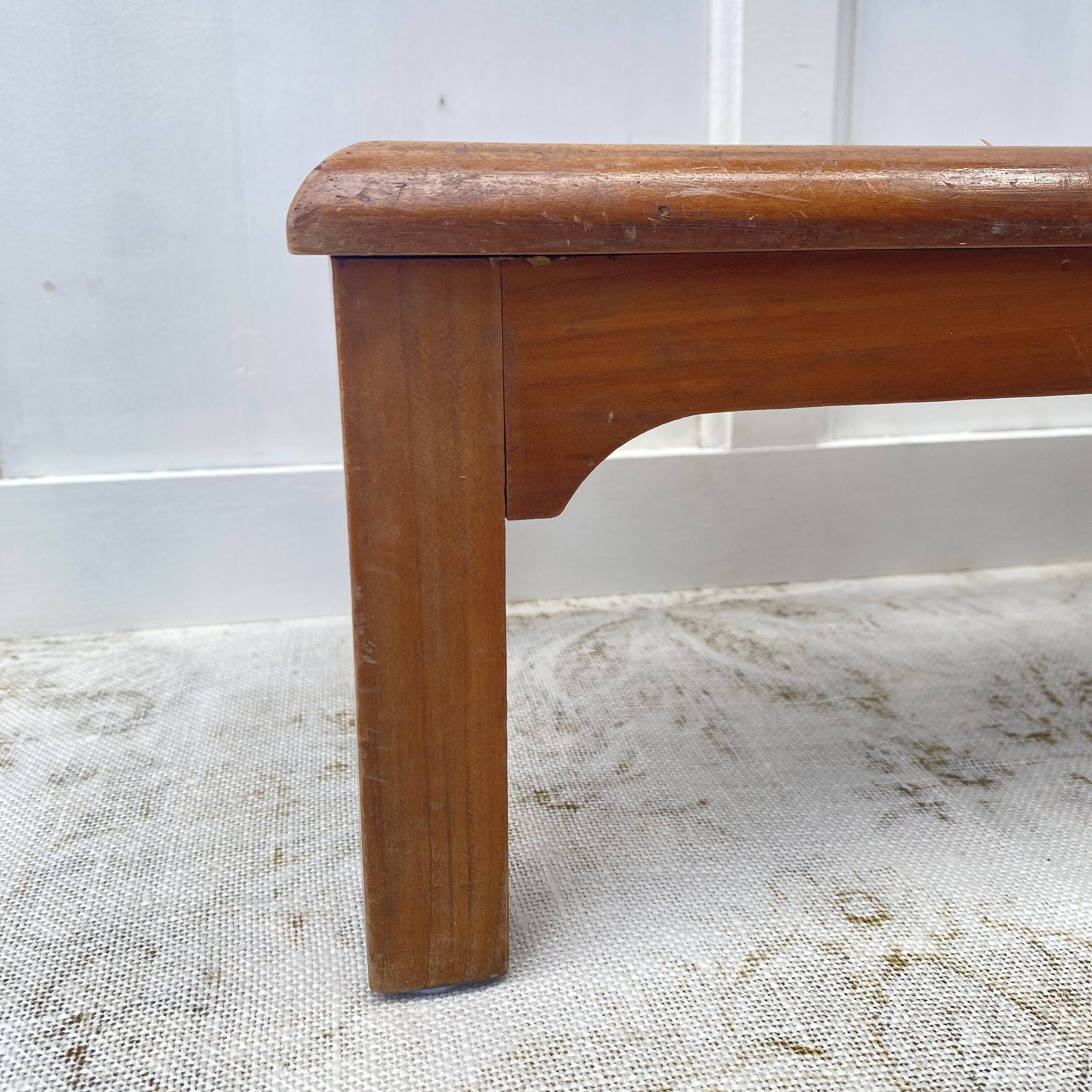 Low stool, wooden and cane footrest