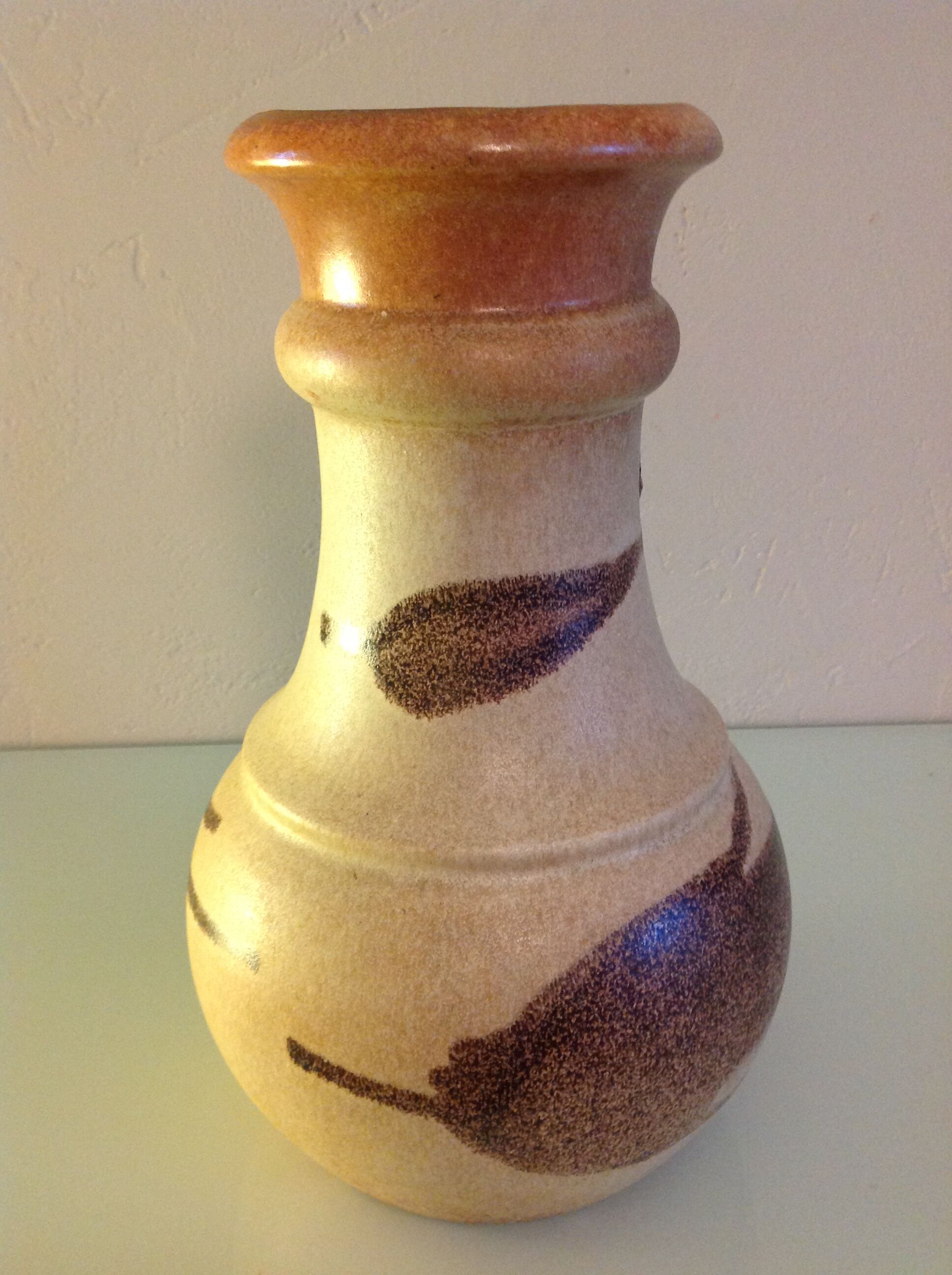 Vase ball scheurich vintage beige ceramic