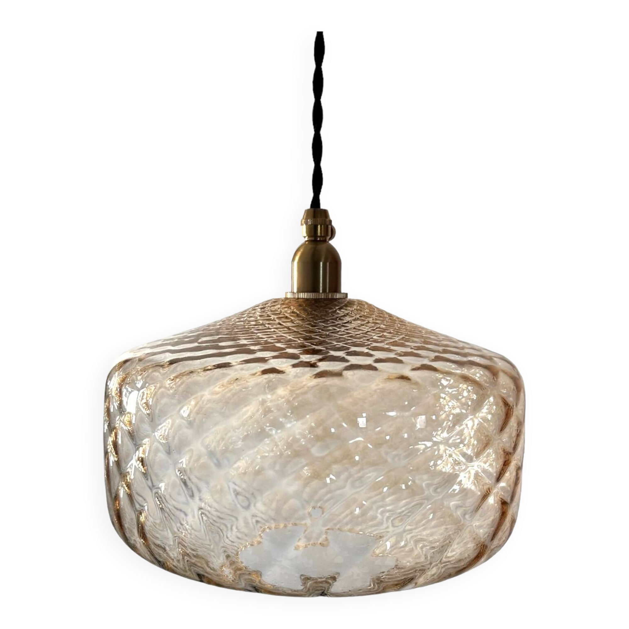 Vintage amber glass pendant light