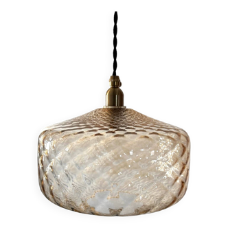 Vintage amber glass pendant light