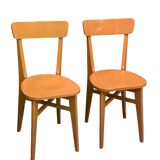Paire de chaises bistrot caramel 1950