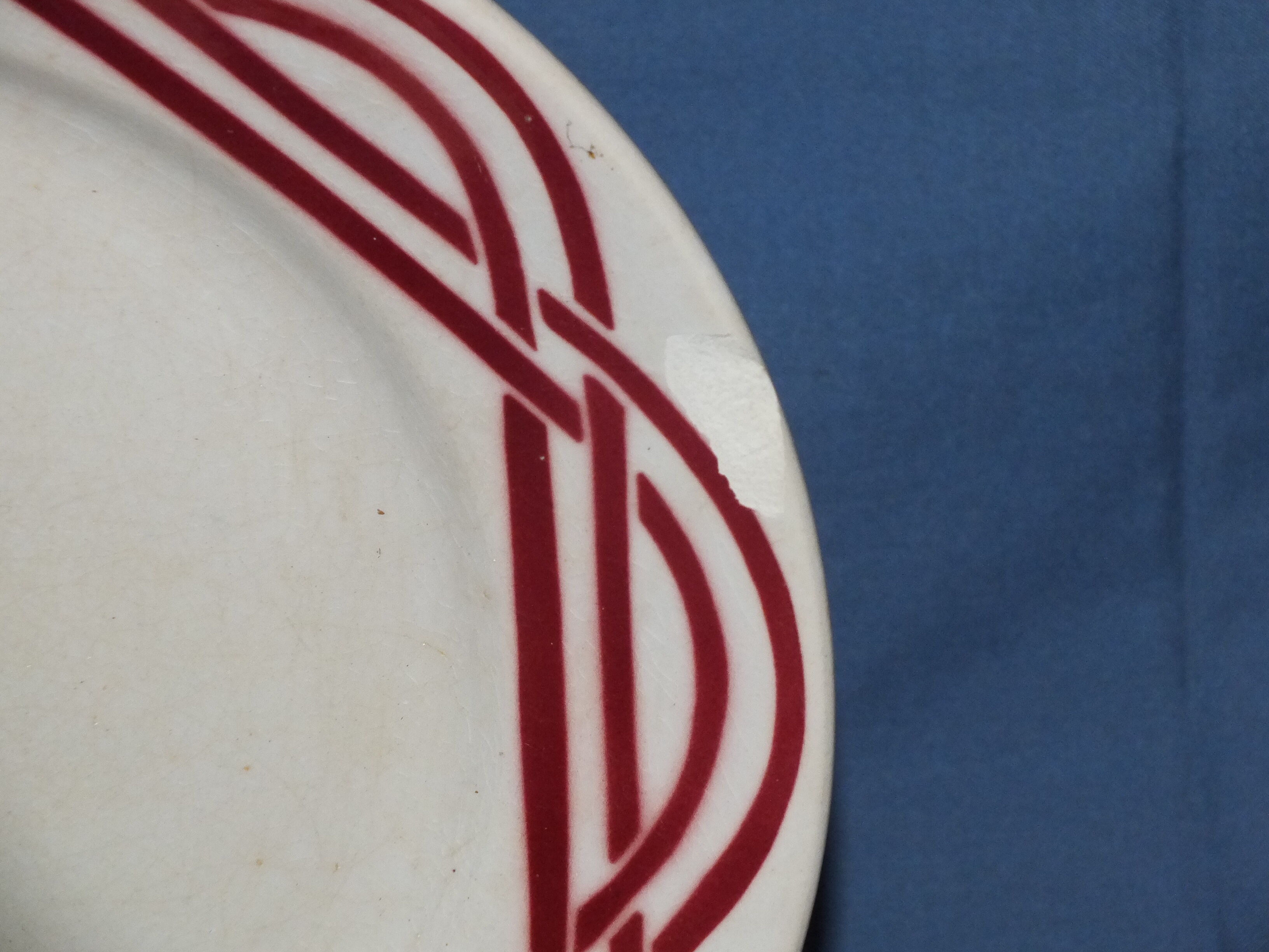 6 flat plates vintage art deco - red décor