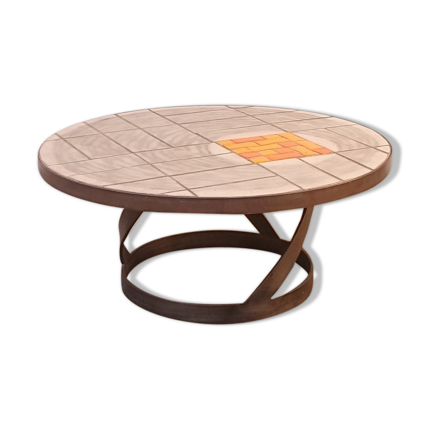 Round ceramic and steel coffee table