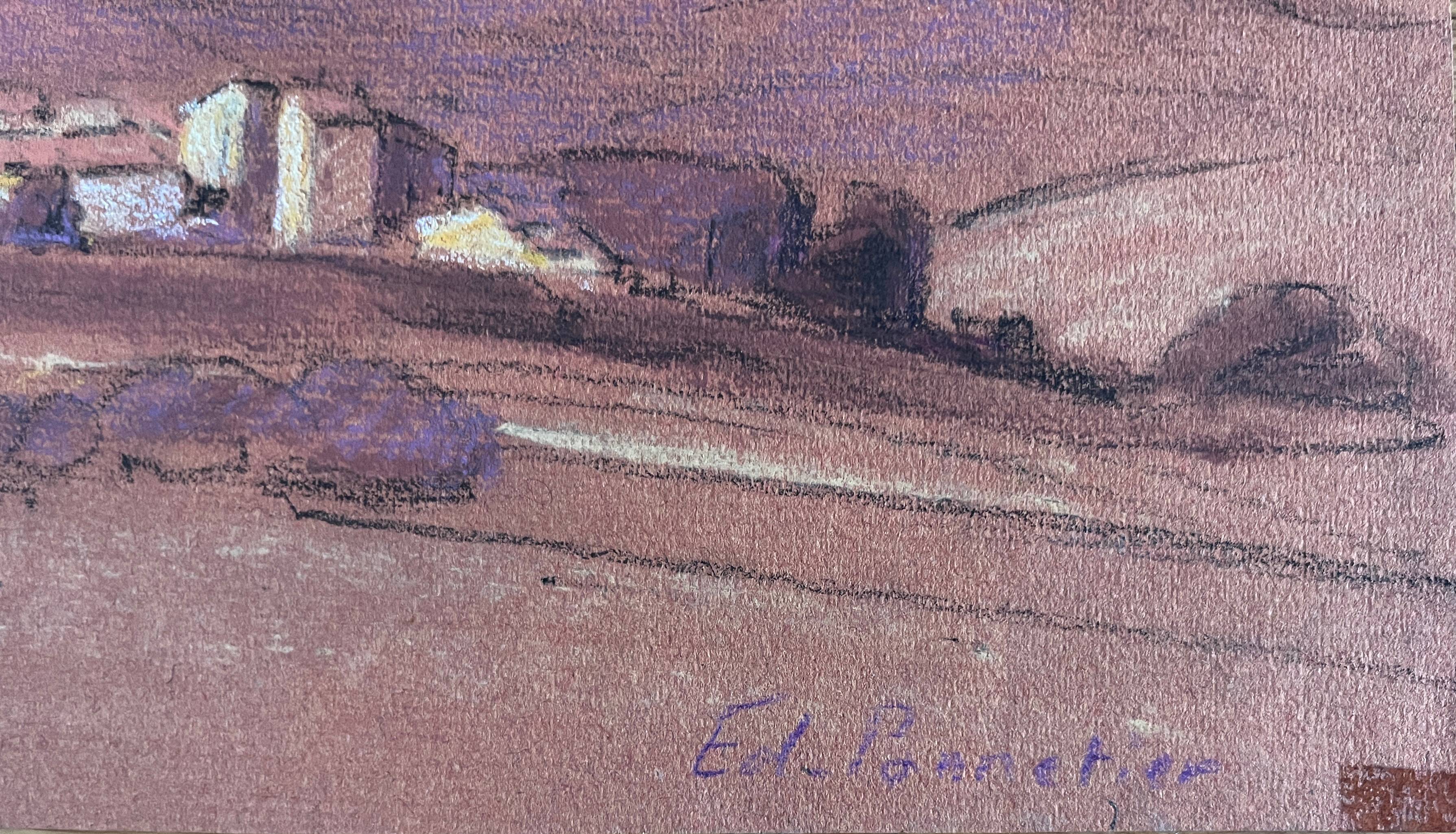 Paintings set of 6 drawings by Ed. Pannetier (1884-1965) Provence Côte d'Azur