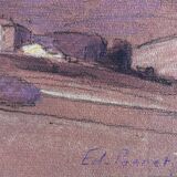Paintings set of 6 drawings by Ed. Pannetier (1884-1965) Provence Côte d'Azur