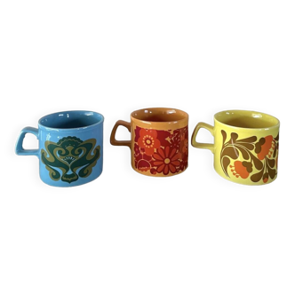 Set of 3 Mugs Staffordshire Potteries Ltd. - Vintage 70s style