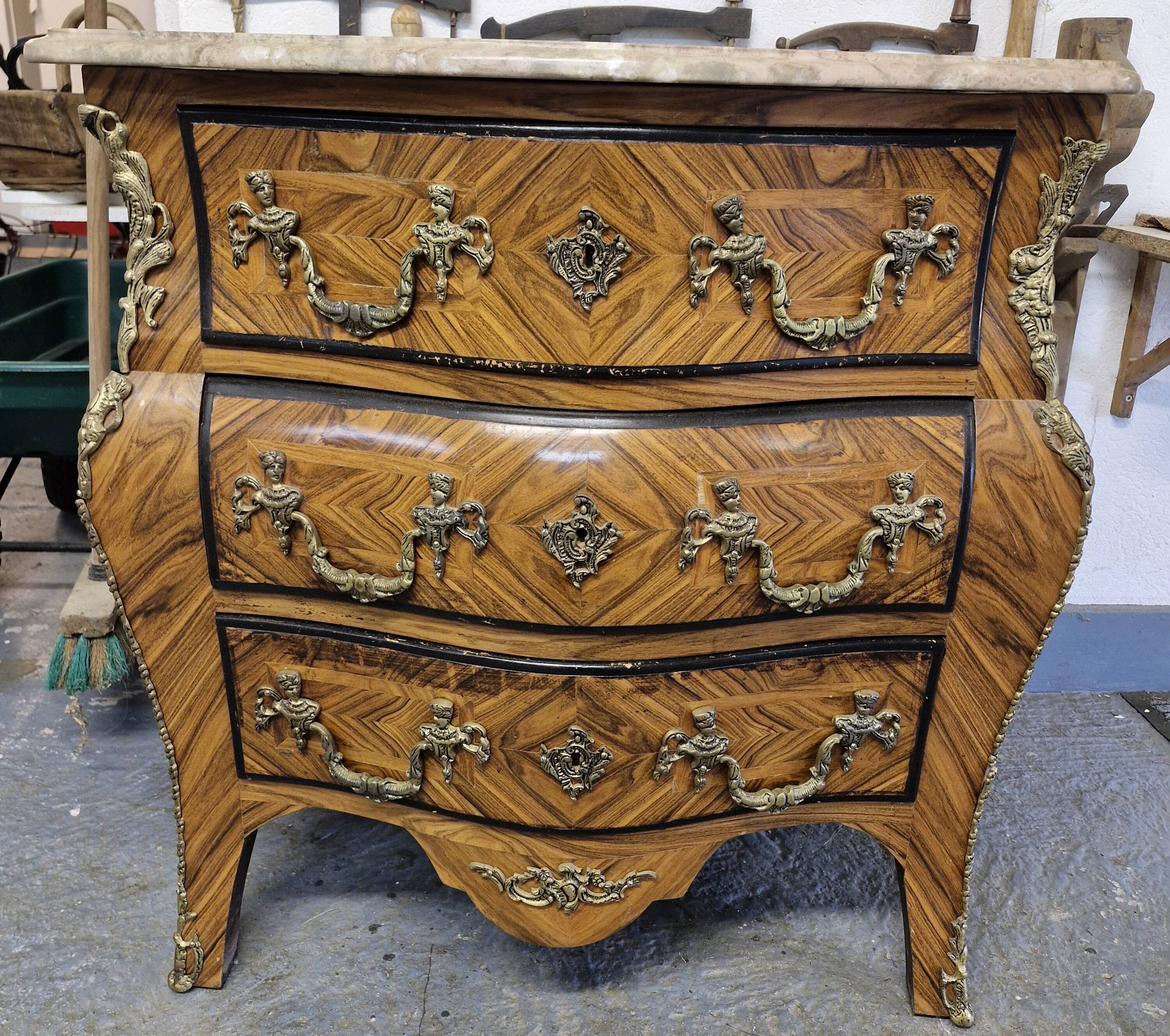 Louis XV style commode with marble.