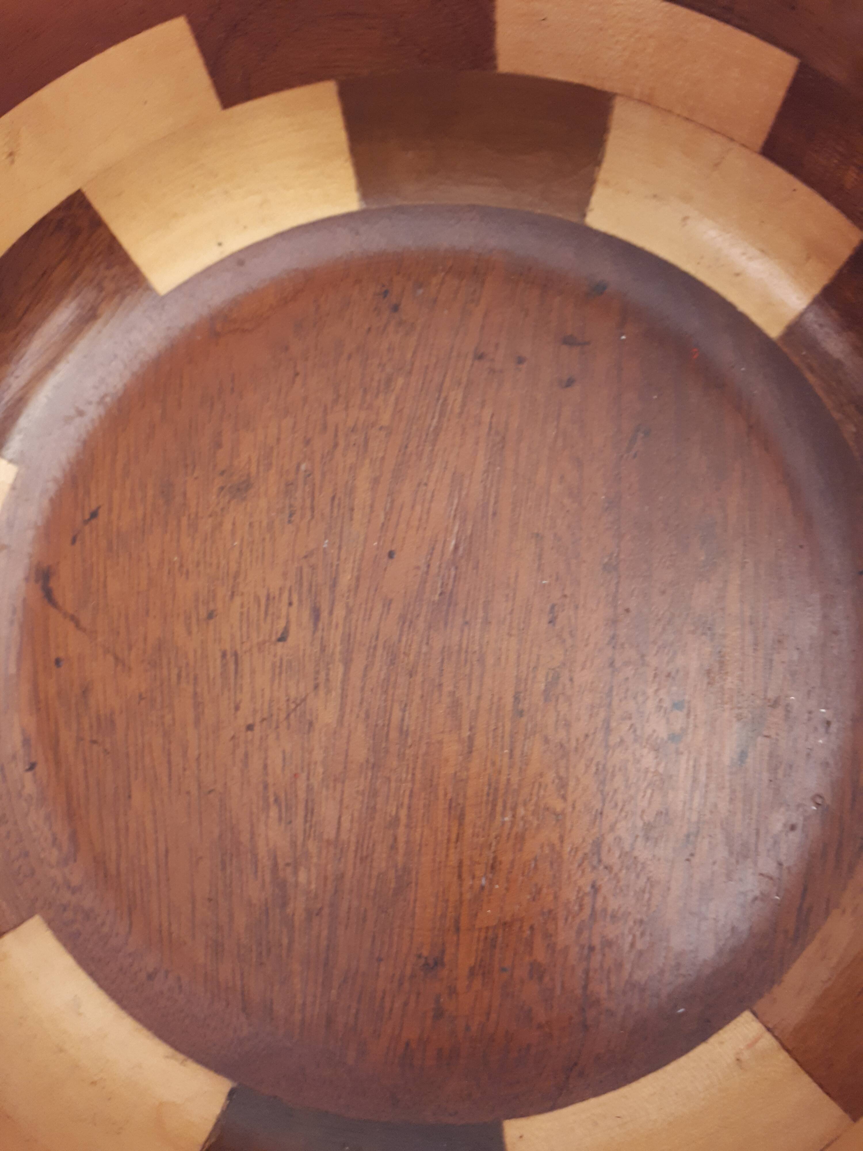 Coupe bol plat bois mélangés marqueterie