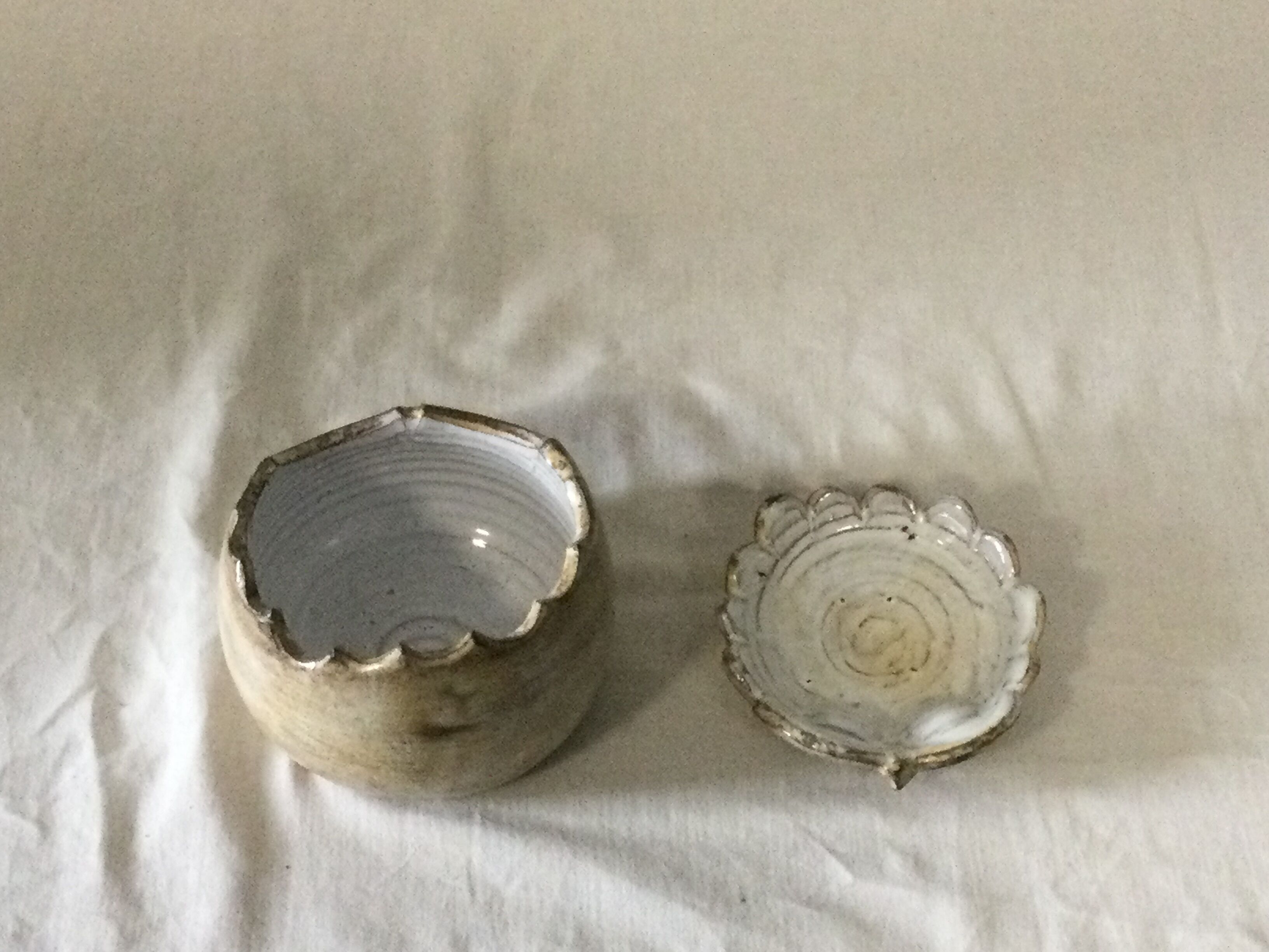 Sandstone box with lid signed Argans