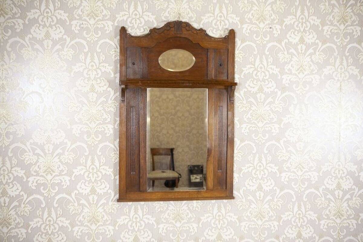 Art Nouveau Wall Mirror with Oak Frame, 1920s