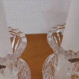 2 bougeoirs en en cristal d'Arques