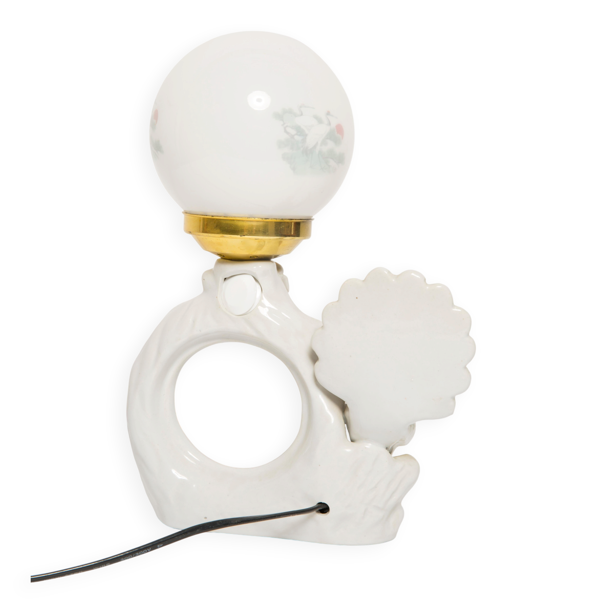 Mid-century white ceramic peacock table lamp, Europe, 1960s.