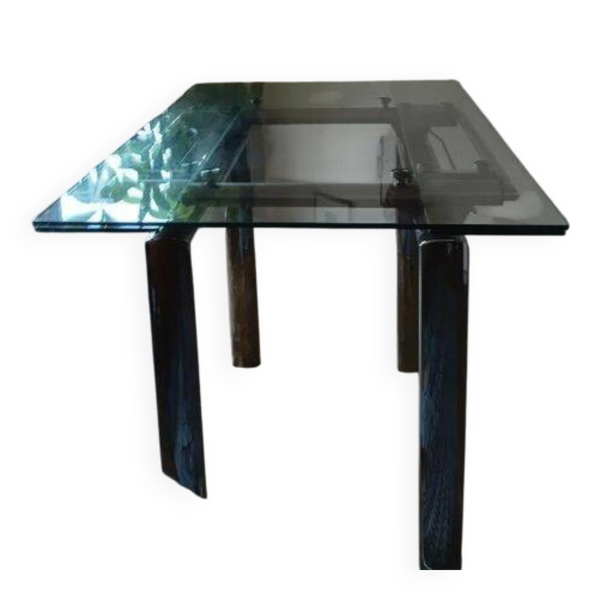 Table haute en verre trempé et piètement chrome