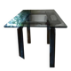 High table with tempered glass and chrome base.