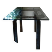 Table haute en verre trempé et piètement chrome