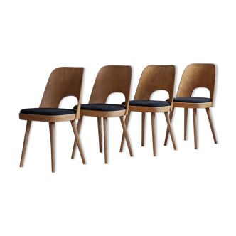 Set of 4 Dining Chairs by Oswald Haerdtl, Reupholstered, Midcentury