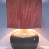 Crackle glaze enamelled stoneware lamp base signed CB LM