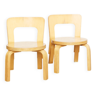 Paire de chaises d'enfant Alvar Aalto N65 pour Artek