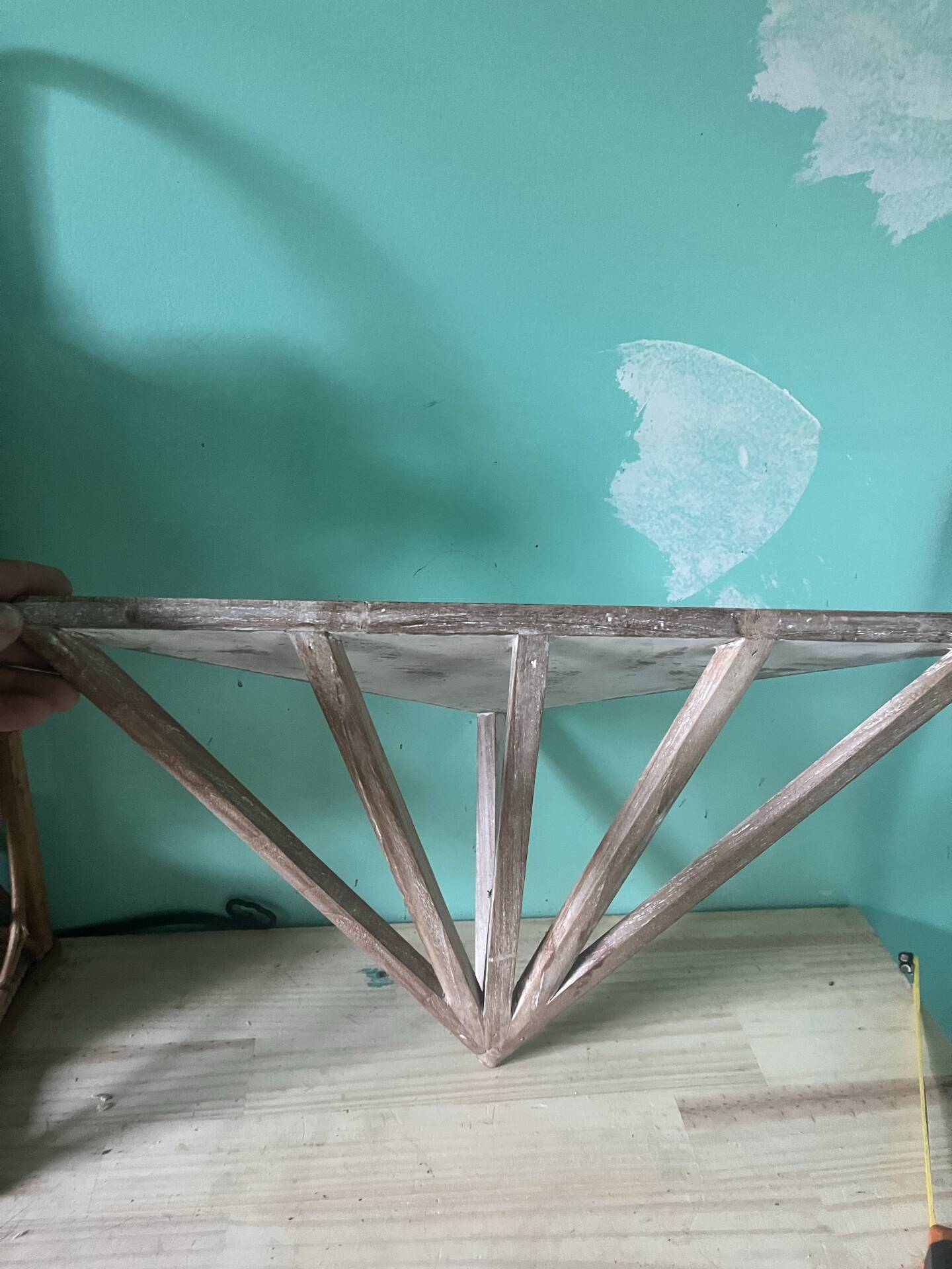 Large corner shelf in teak