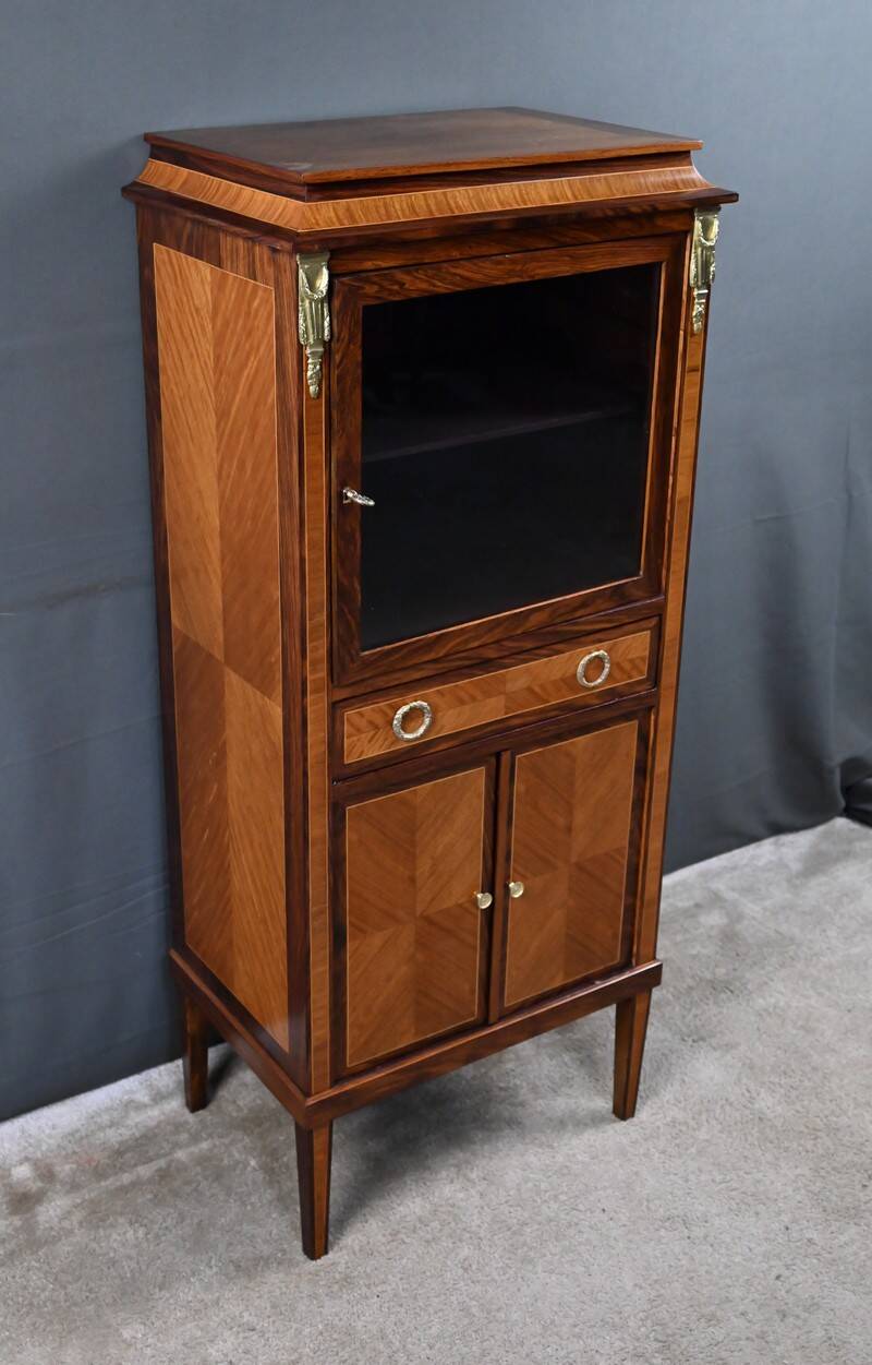 Rosewood and rosewood marquetry display cabinet, Louis XVI style – first part of the 20th century