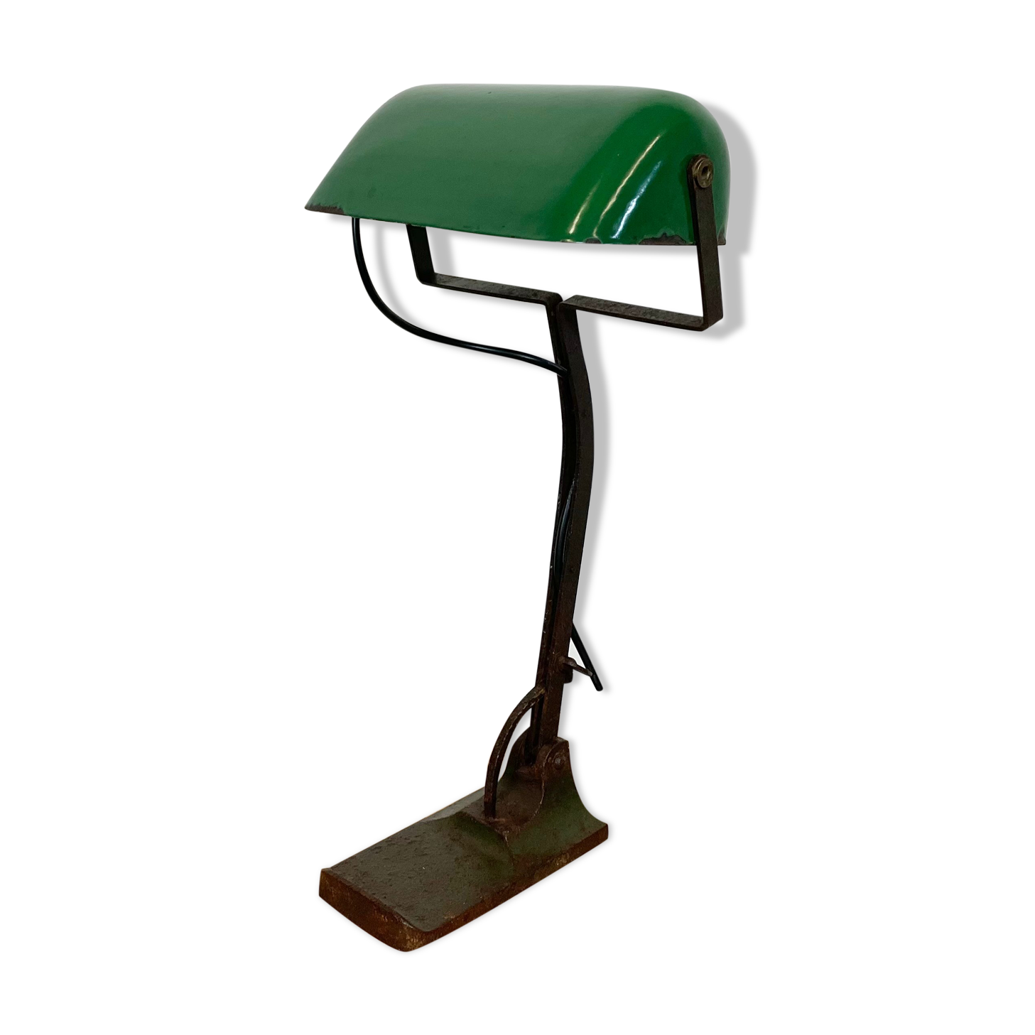 Vintage green enamel bank lamp from Astral, 1930s