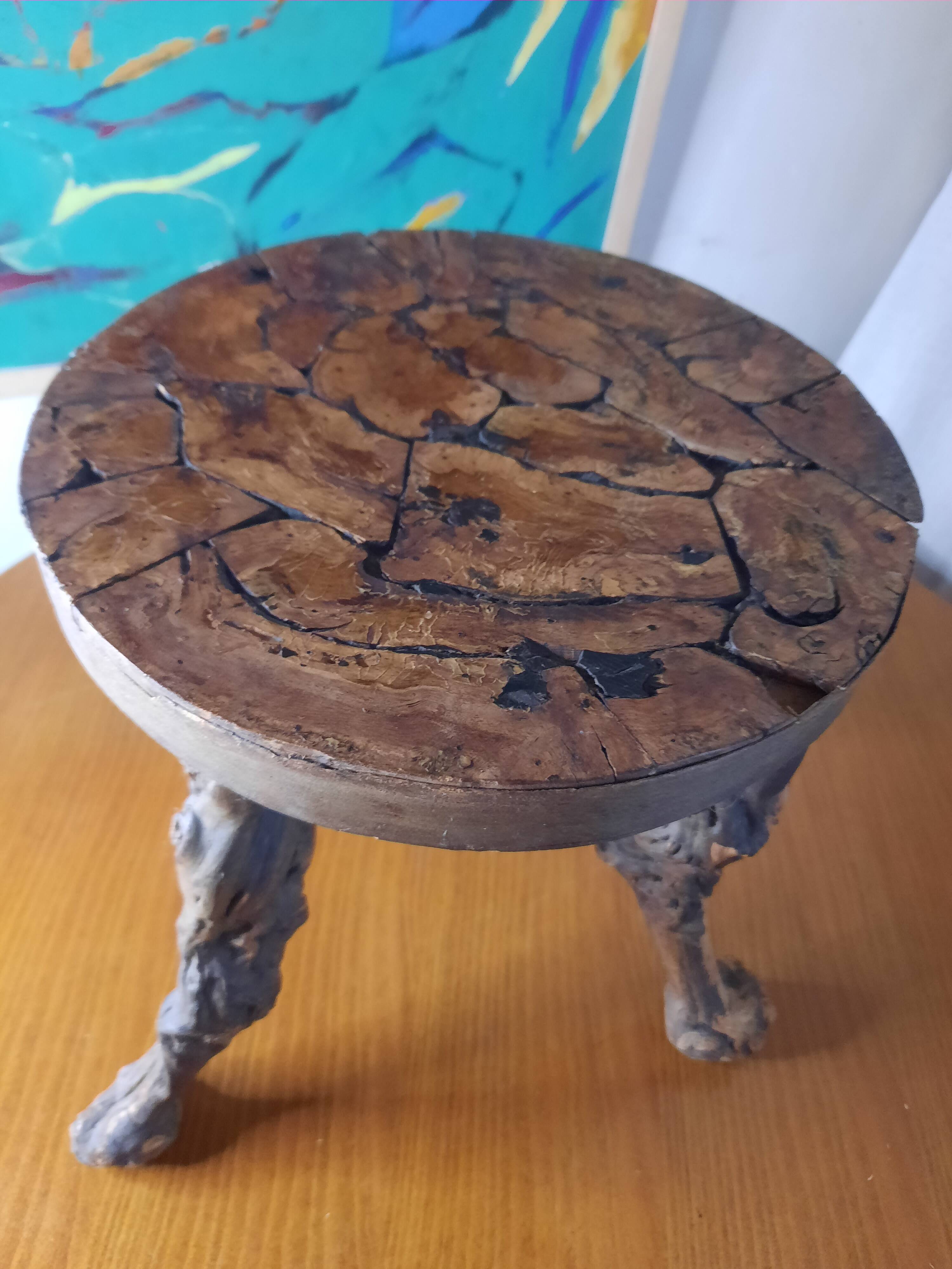 Tabouret ancien ceps de vigne