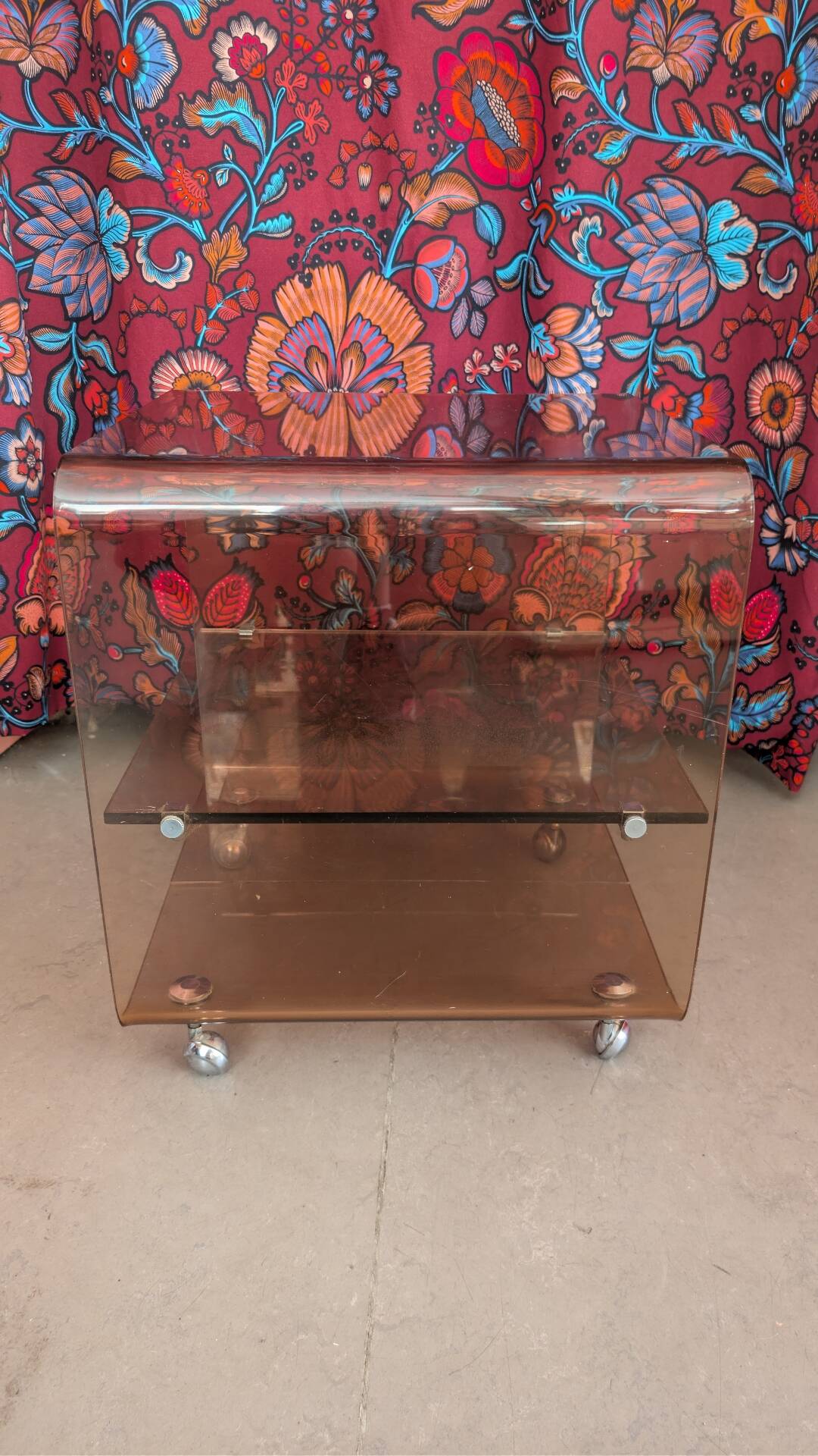 Smoked plexiglass side table