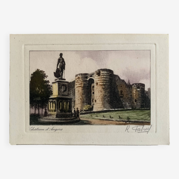 Print, old colored Angers engraving