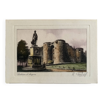 Print, old colored Angers engraving