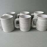 6 ceramic mugs signed Grandjean Jourdan, Vallauris