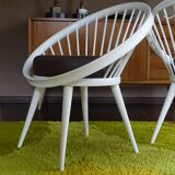 Pair of Scandinavian Armchairs, Wood and Leather