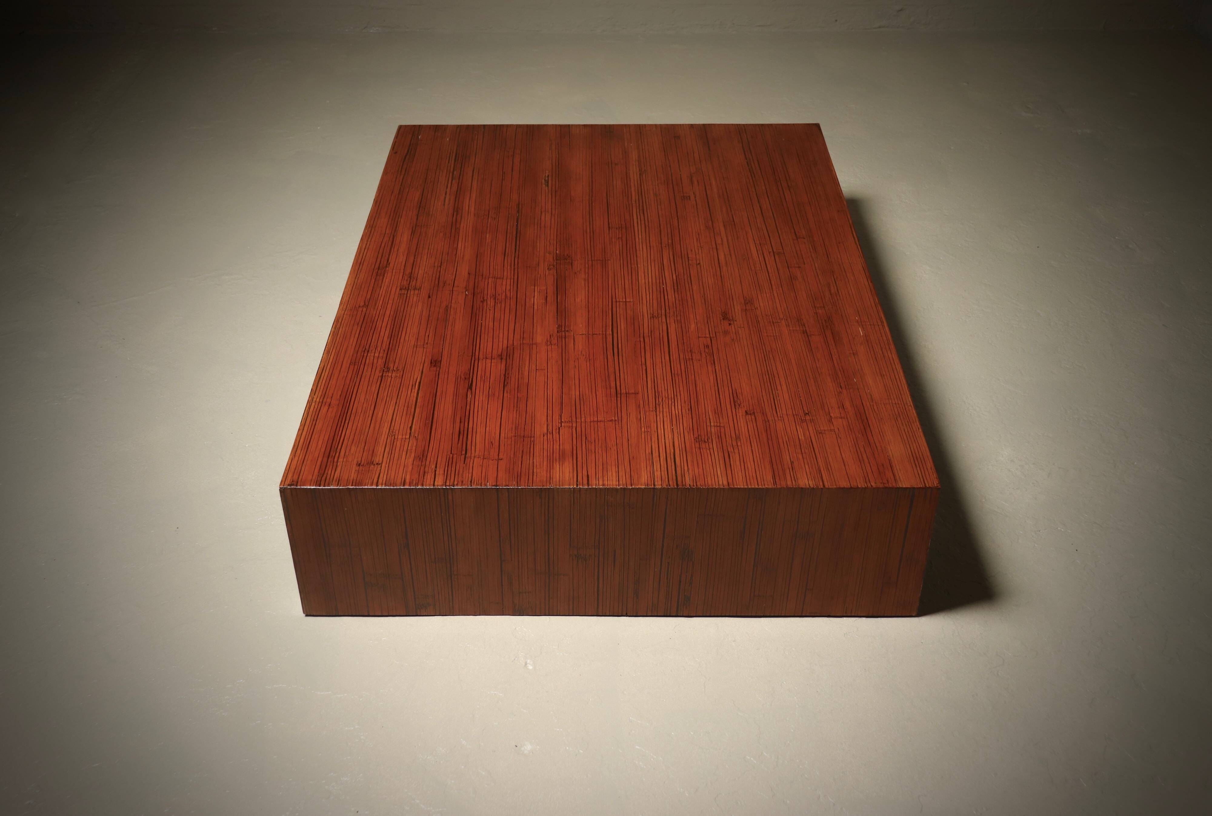 Large Bamboo Coffee Table in the Style of Axel Vervoordt 1980s