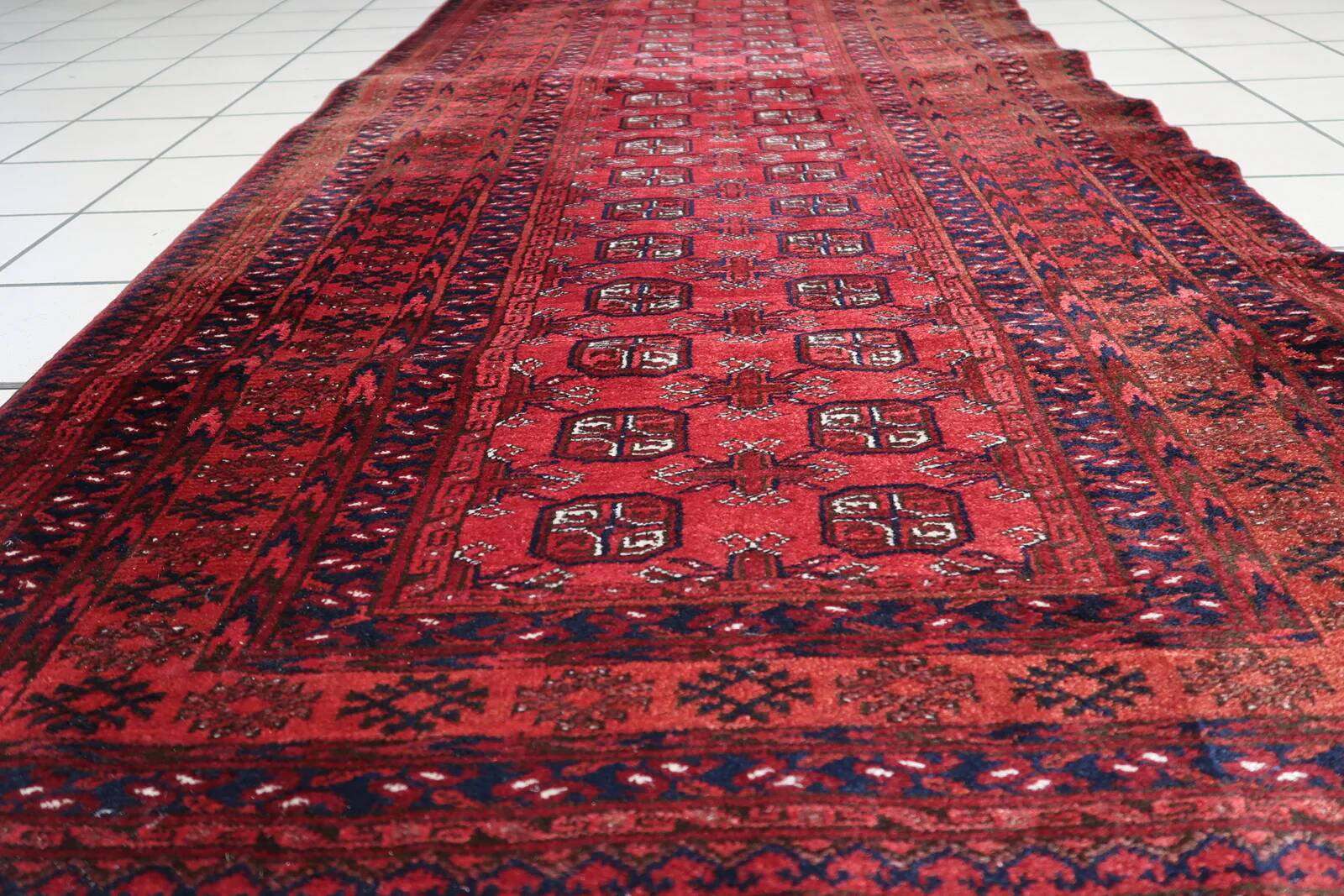 Handmade vintage Afghan Ersari runner 108cm x 282cm, 1960s