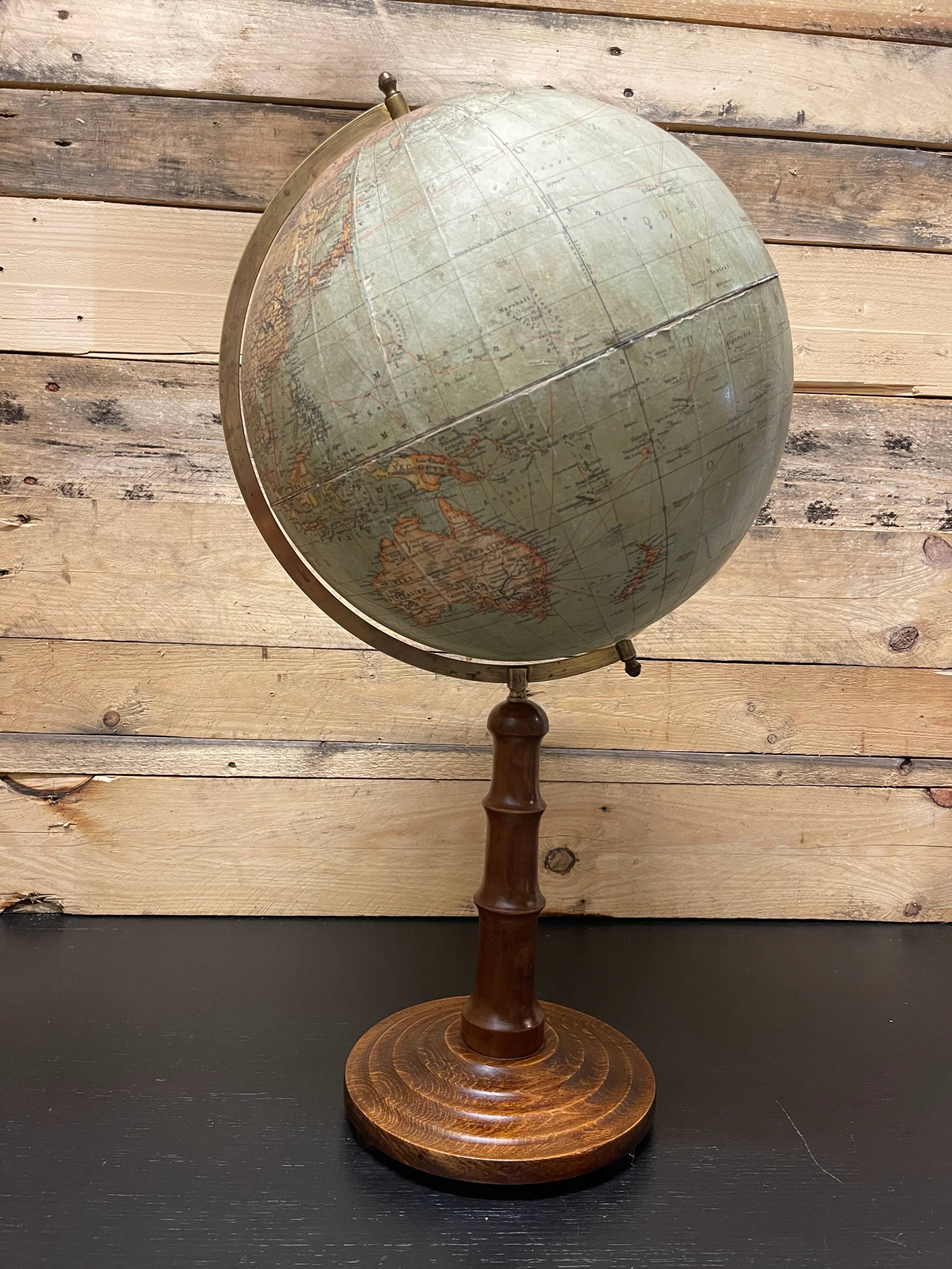 German antique table globe by Paul Räth & Dr A Krause, Leipzig 1920s