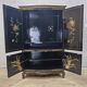 Vintage Chinese cabinet with gold leaf, flowers and birds (bar cabinet)